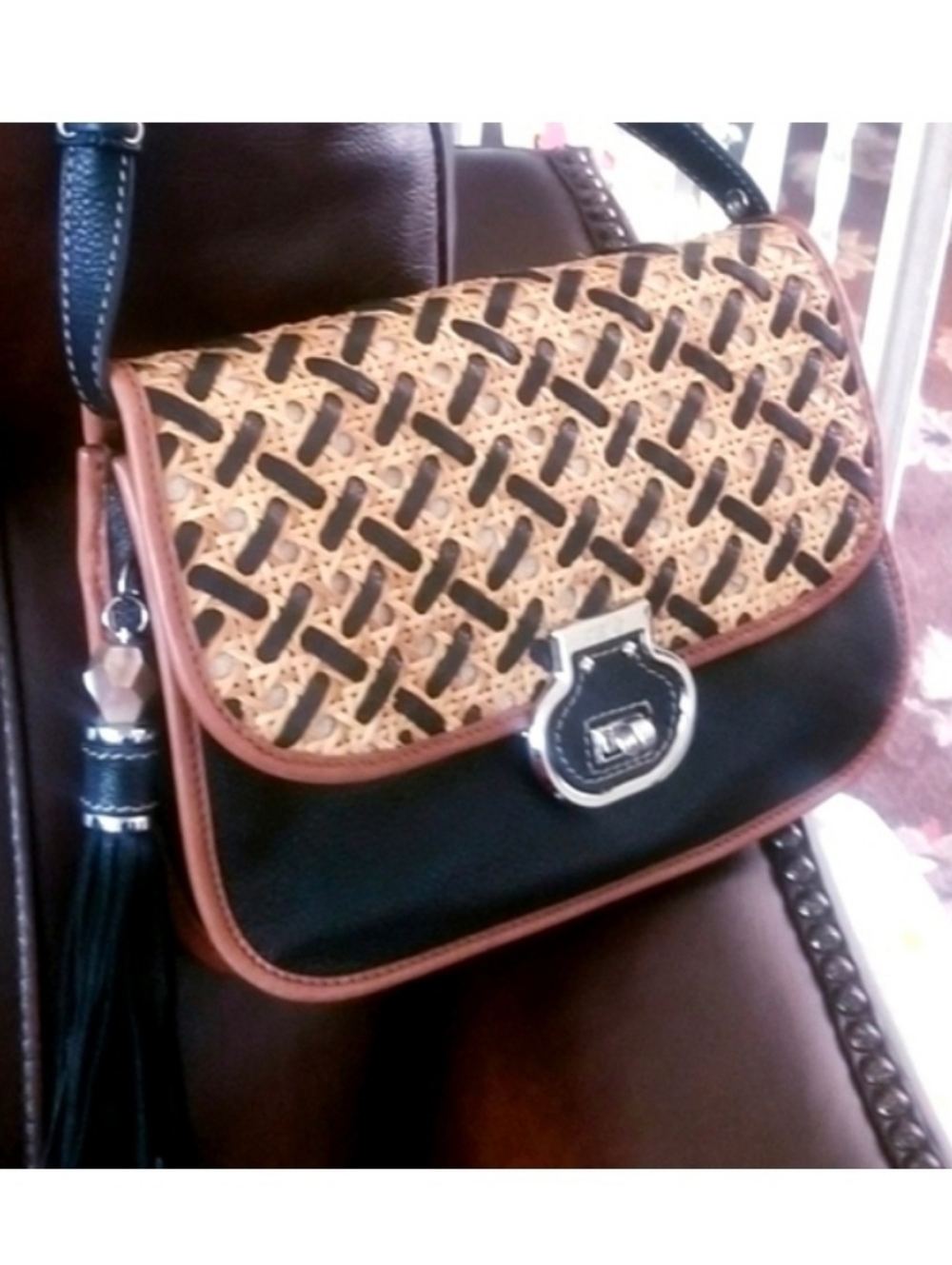 Leather & Tan Wicker Bag Tassel Bag Charm Rafe NY